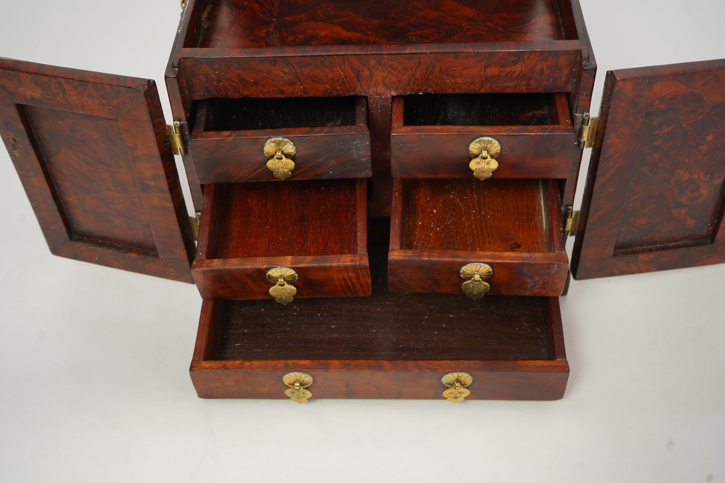 A Chinese burrwood scholar's cabinet, 19th century